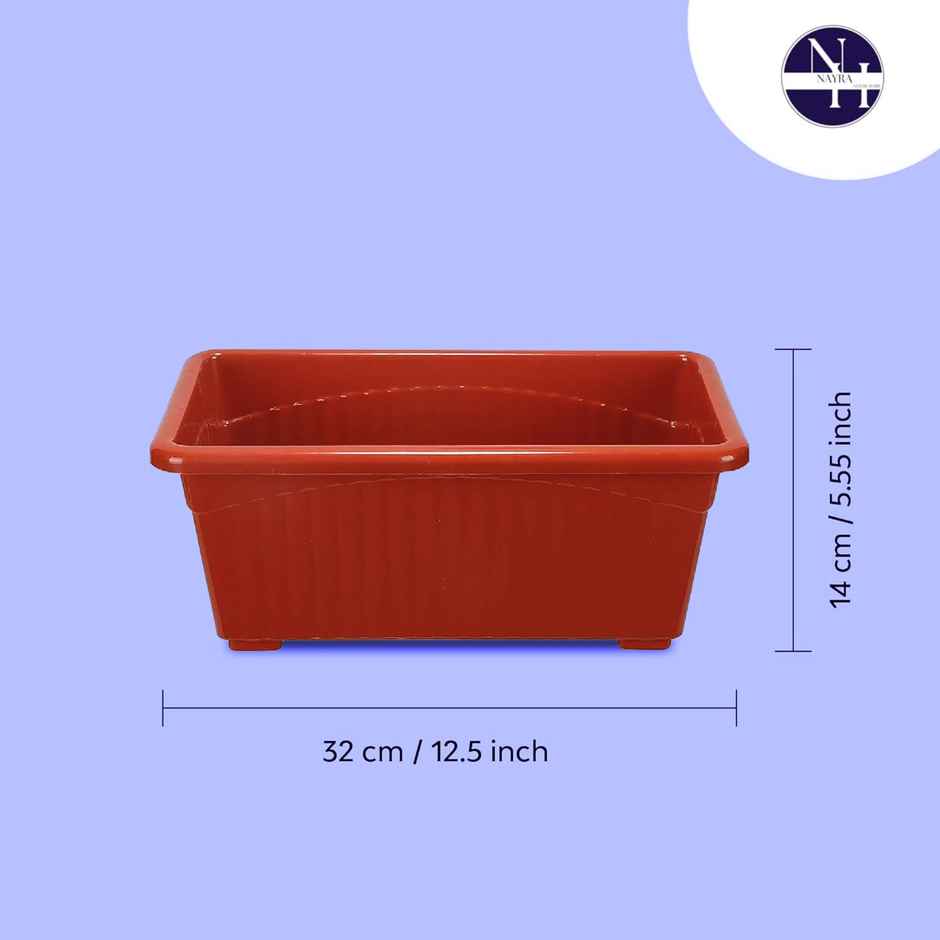 Nayra Plant Pots Plastic Rectangular Red Color Pots | Set of 2