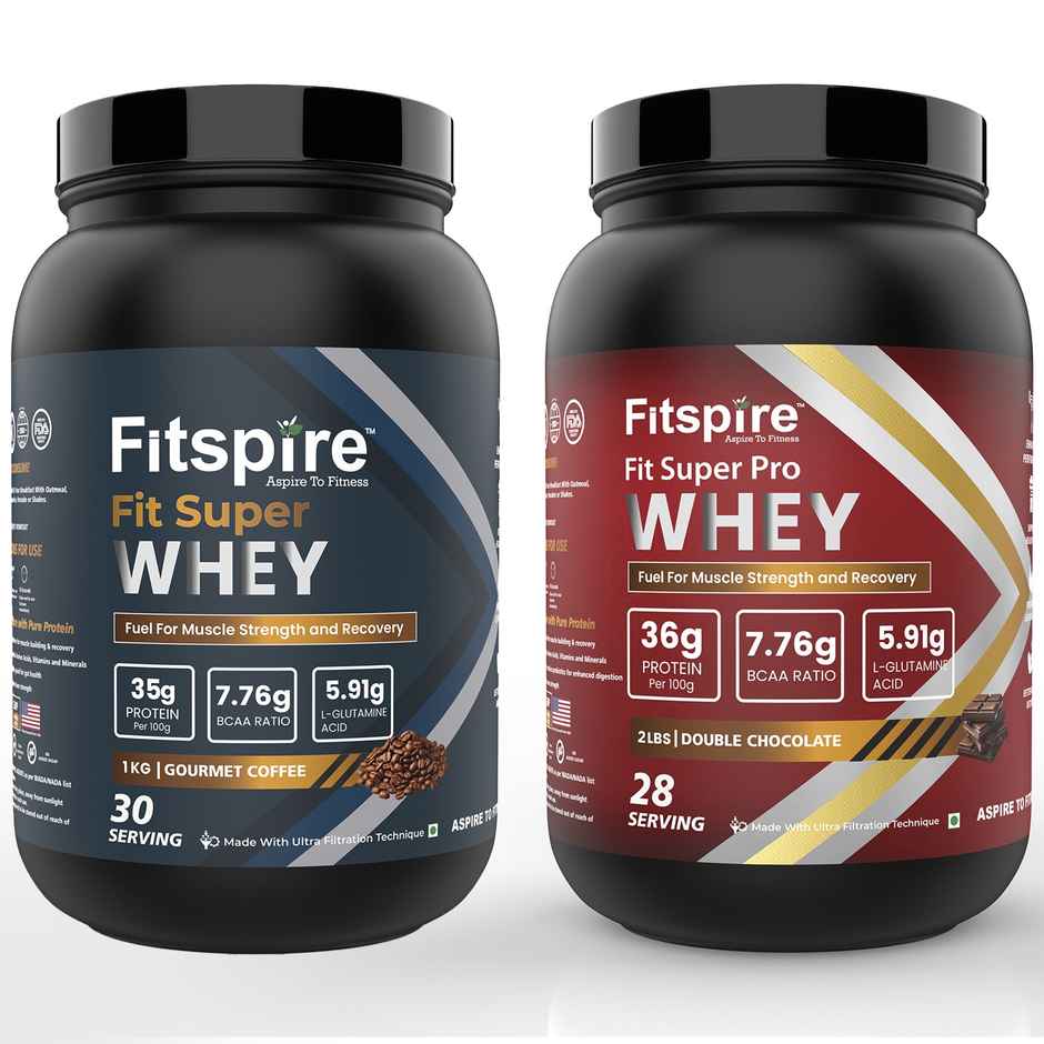 Fitspire Fit Super Pro & Fit Super Whey Protein Double Chocolate & Gourmet Coffee 2*2 Lbs