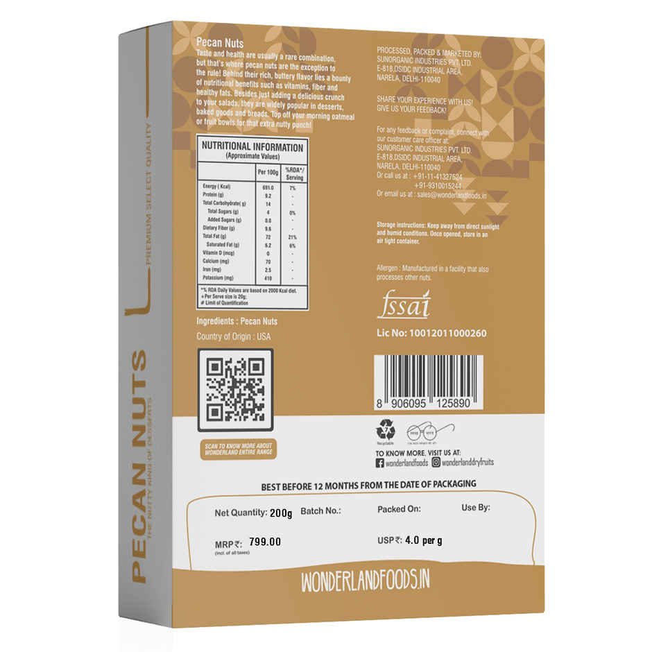Wonderland Foods Vrat Pecan Nuts | CBD