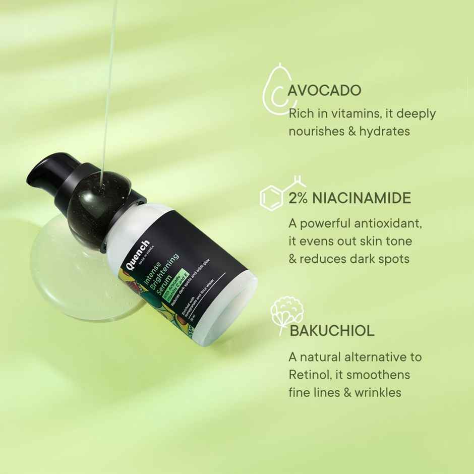 Quench Bravocado Intense Brightening Korean Serum with 2% Niacinamide for Pigmentation and Dark Spots