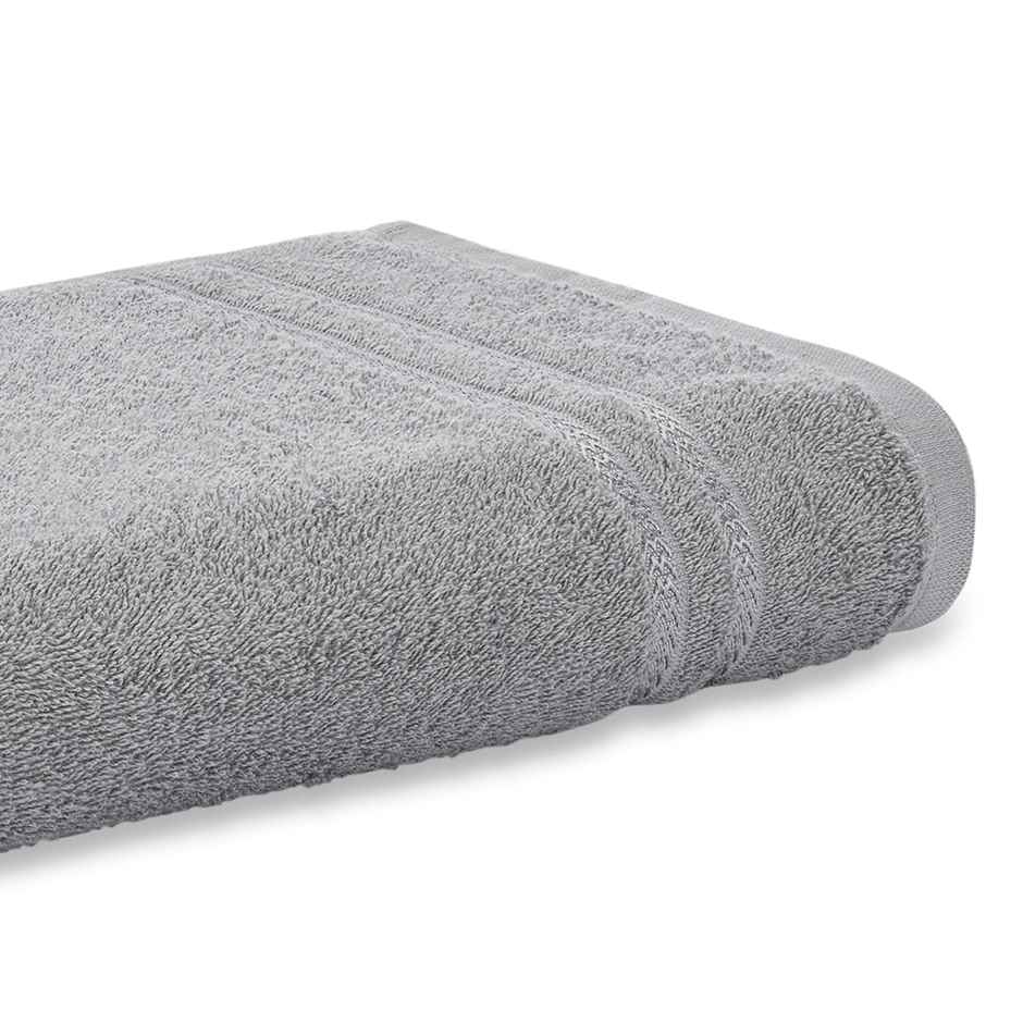 Welspun 100% Cotton Large (70 Cm X 137 Cm) | 380 Gsm Dobby Solid Bath Towel (Grey)- Quik Dry