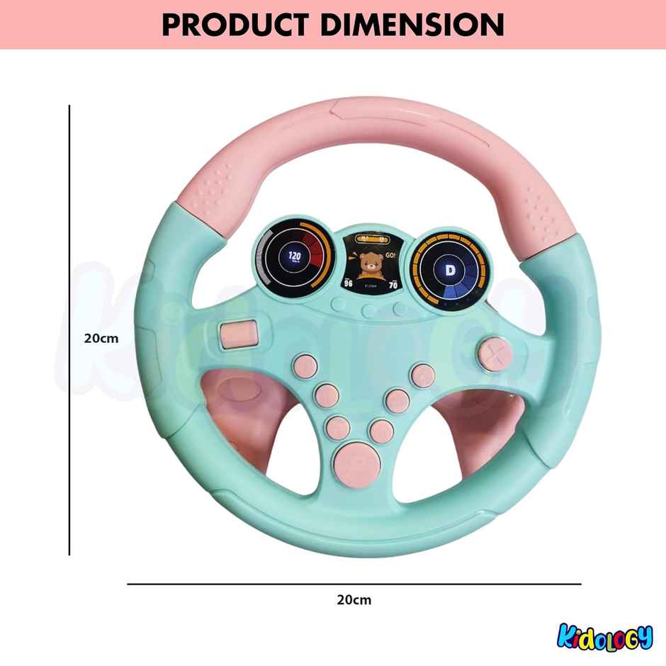 Kidology Musical Toys Kids Steering Wheel Toy for Backseat with Car Key Pretend Driving Simulated