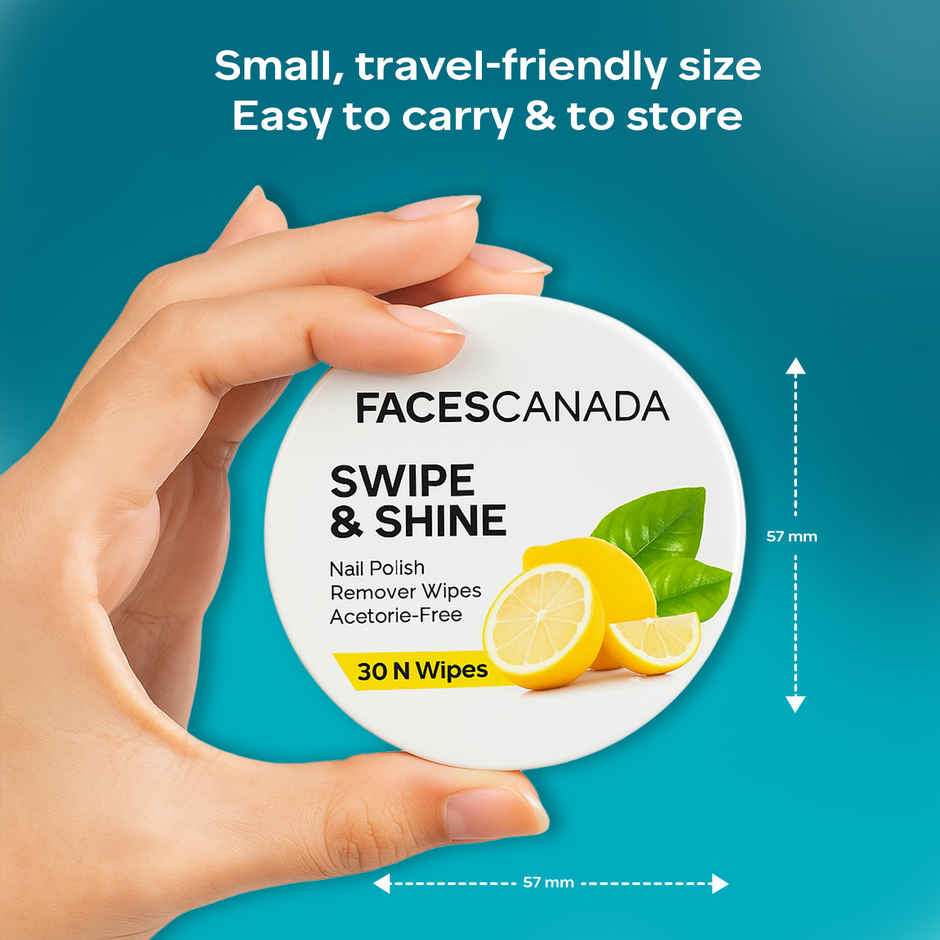 Faces Canada Swipe & Shine Nail Polish Remover Wipes | Quick & Effortless | Lemon