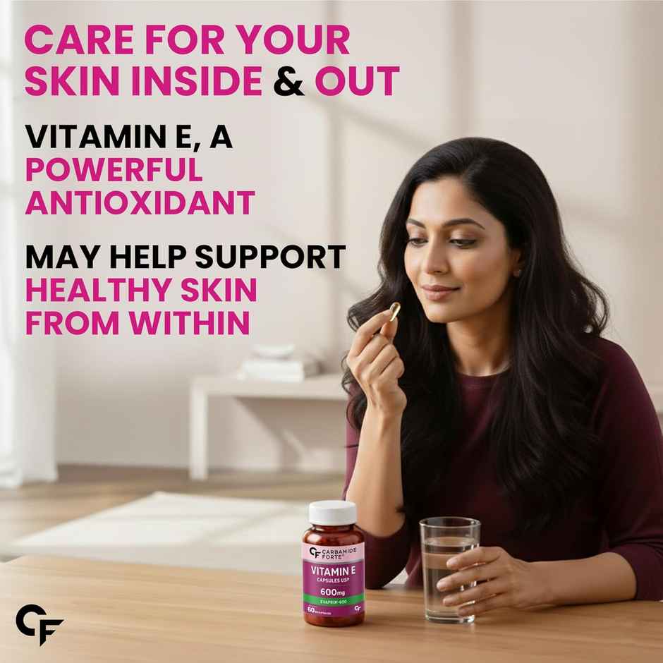 Carbamide Forte 600 mg Vitamin E Capsules for Face and Hair Vitamin E Oil - 60 Capsules