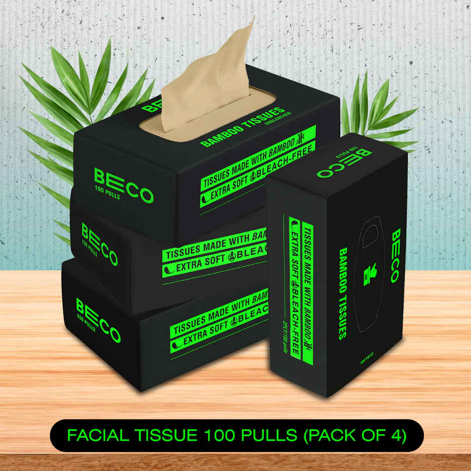 Beco Facial Tissue Box, 100 Pulls Each, Pack of 4