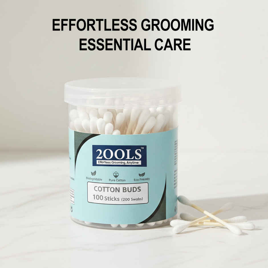 2OOLS Cotton Buds, Swab for Personal Hygiene and Beauty 100 Sticks Jar (TSCS8001)