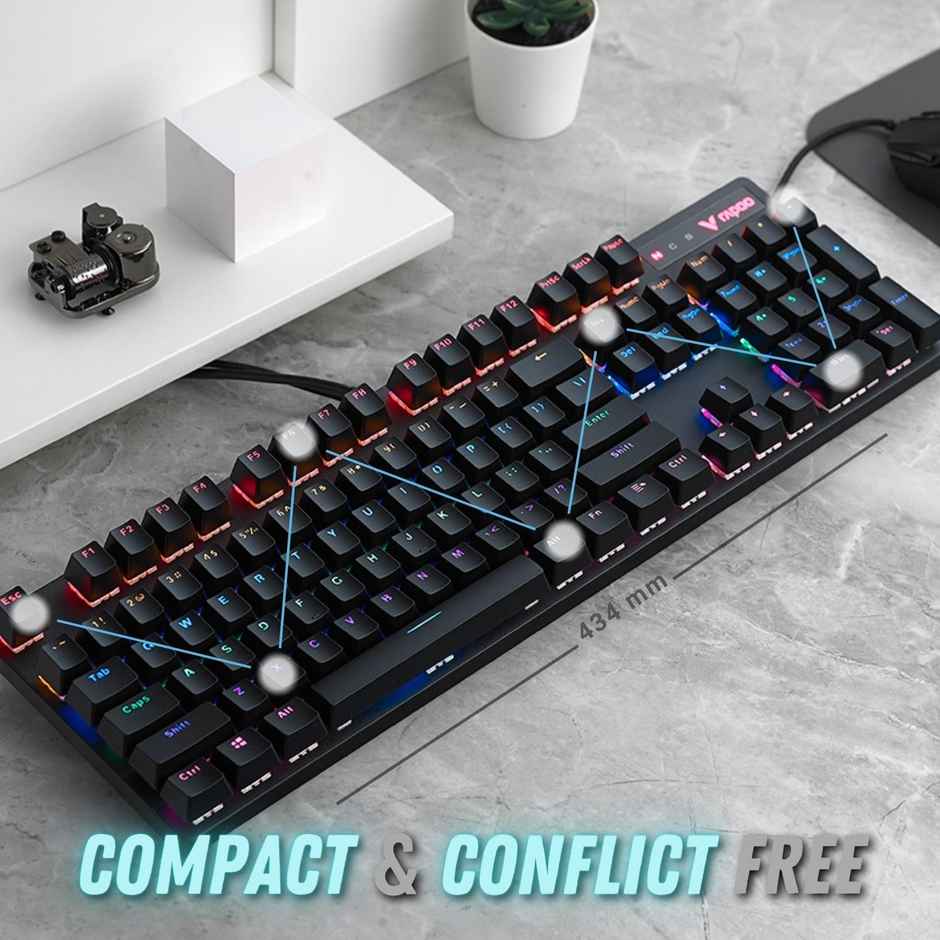 Rapoo V500 PRO Full Size RGB Mechanical USB-A Gaming Keyboard | Black