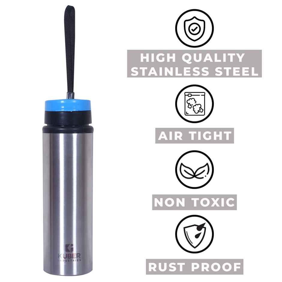 Kuber Industries Stainless Steel Water Bottle | Refrigerator Bottle For School Kids 750 ml | Silver