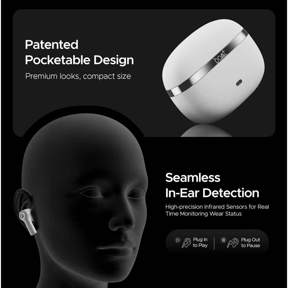 boAt Nirvana Ion TWS Earbuds with mic, 120HRS Battery, Crystal Bionic Sound w/Dual EQ Modes, 4Mics ENx, App Support, Low Latency, IPX4, v.5.2 Bluetooth - Ivory White