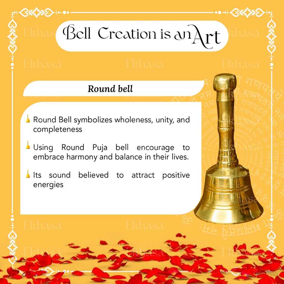 Ekhasa Pure Brass Gol Ghanti For Pooja | Handcrafted Pooja Bell For Mandir | Pooja Ghanti For Home