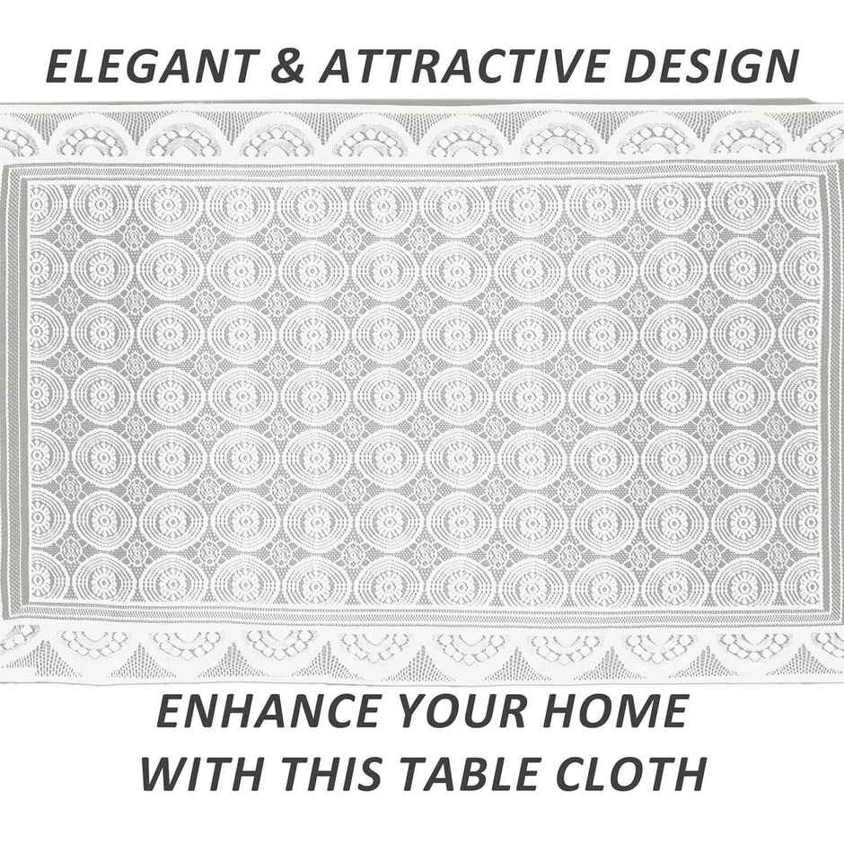Kuber Industries Center Table Cover | Cotton for Living Room | Table Cloth for 4 Seater | White