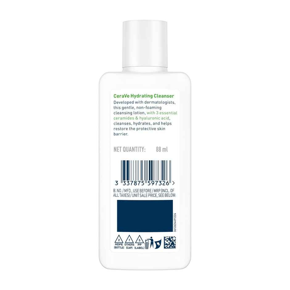 CeraVe Hydrating Cleanser Non-Foaming Face Wash For Dry Skin With Ceramides & Hyaluronic Acid