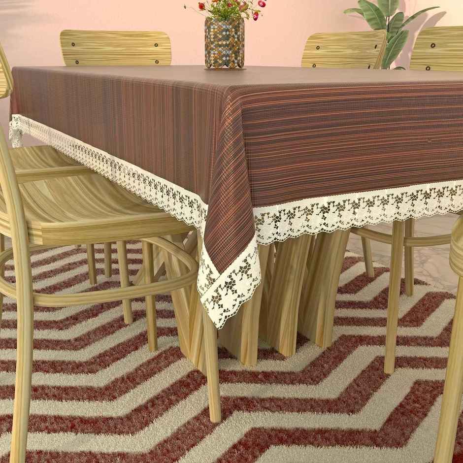 Kuber Industries Wooden Print 6 Seater Dining Table Cover | Table Protector Cover | 90 x 60 | Brown