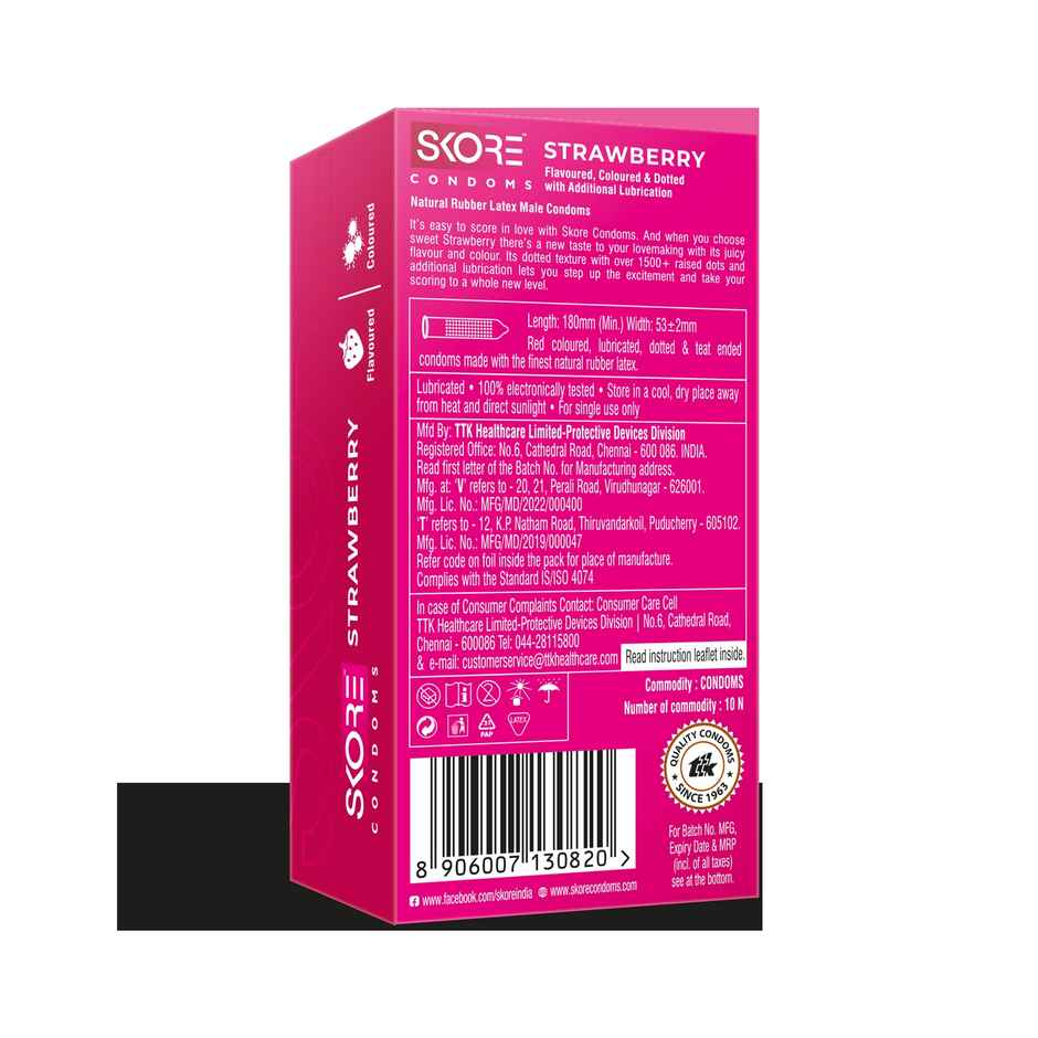 Skore Colored And Flavoured Condoms - Strawberry Combo