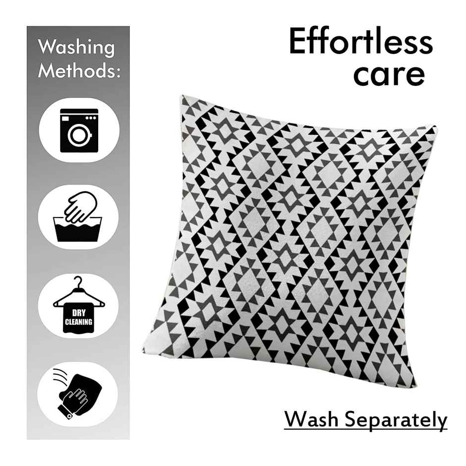 Lushomes Boho Cushion Covers - Black Grey Geometric | 16 x 16 inch