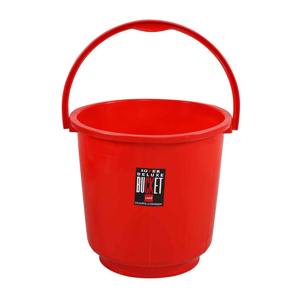 Cello Plastic Super Bucket Delux Red 25 Litre Strong and Durable Buckets Perfect Use in Bathrooms