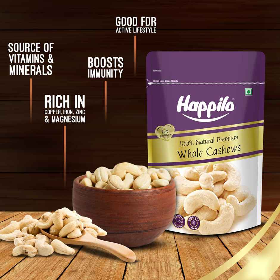 Happilo Premium Whole Cashew Nuts|Whole Kaju|Dry Fruits