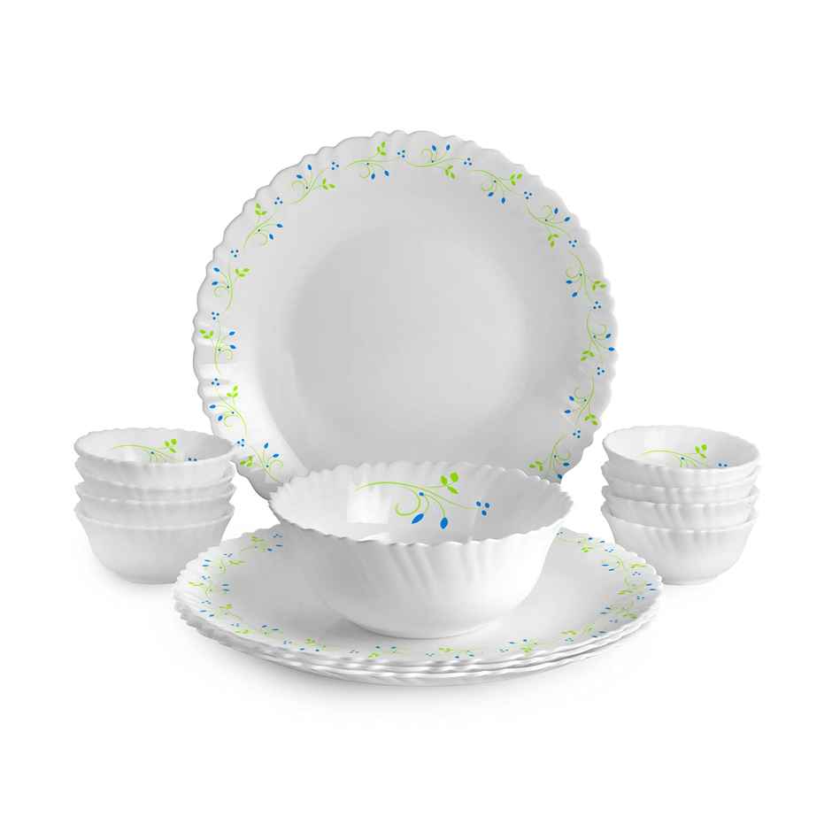 Cello Opalware Dazzle Series Tropical Lagoon Dinner Set | | Set Of 13, White