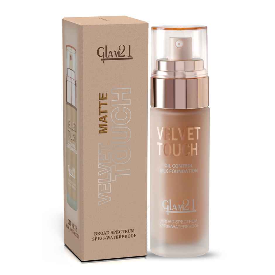 Glam21 Velvet Touch Oil Control Silk Foundation | Sand Beige