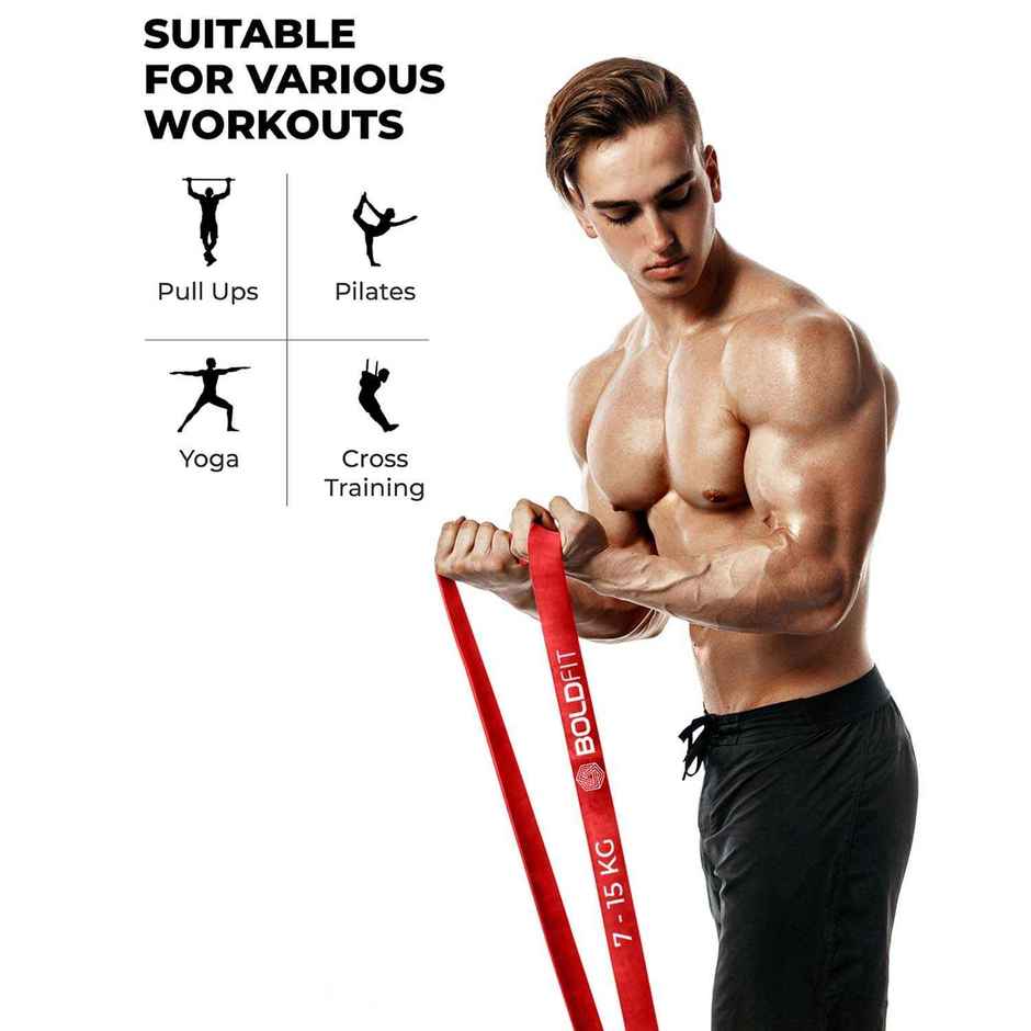 Boldfit Heavy Resistance Band For Workout Exercise | 7-15 Kg Resistace Capacity | Red