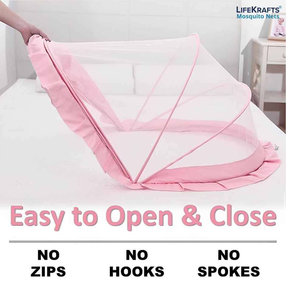 Lifekrafts Foldable Mosquito Net For Baby | Baby Pink