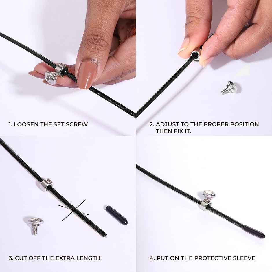 Boldfit Aluminium Skipping Rope - Adjustable Height in Black