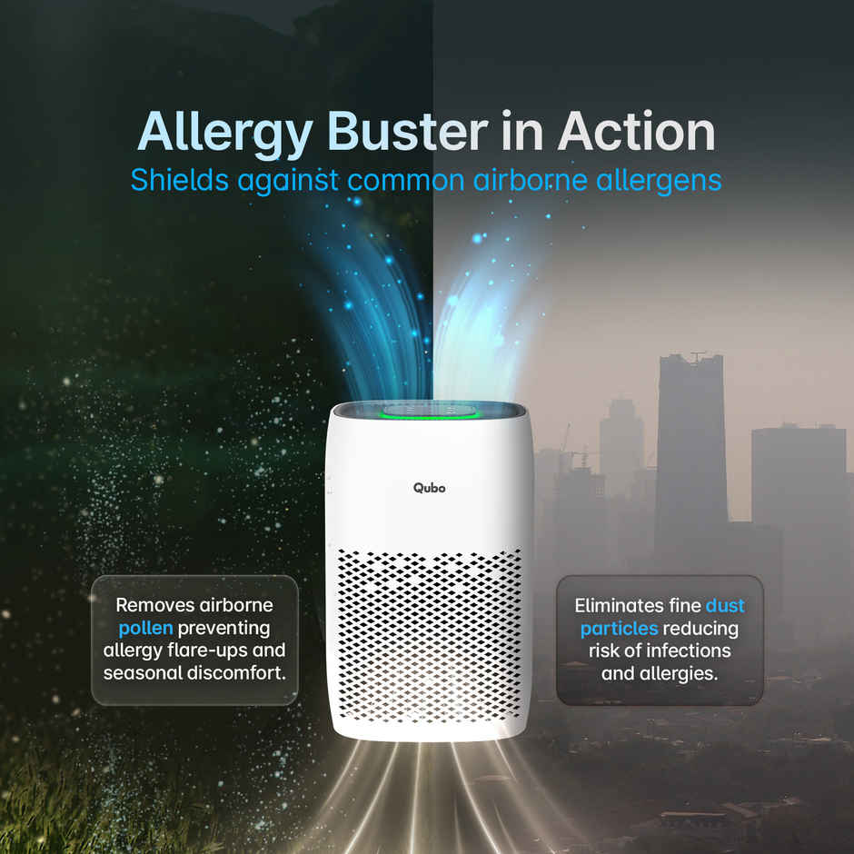 Qubo Smart 38W Air Purifier Q200 for Home by Hero Group | 200 Sqft | 99.99% Allergen Removal | HEPA H13 | 9000 Hrs Filter Life | App & Voice Control(White)