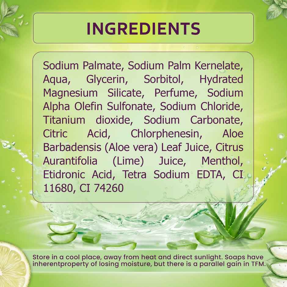 Santoor Fresh Skin Aloe Vera and Lime Bathing Soap With Anti-Aging Properties For All Skin Types