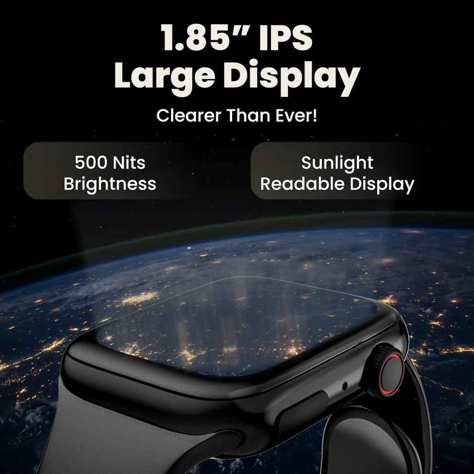 Hammer Ace 3.0 Aod Smart Watch 1.85 Inch Ips Display 5 Days Battery Life Bluetooth Calling (Black)