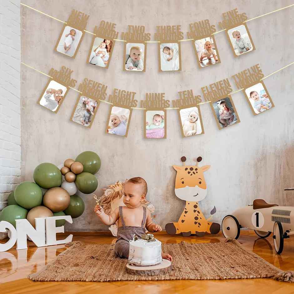 1-12 Month Old Baby Birthday Photo Banner | Party Propz