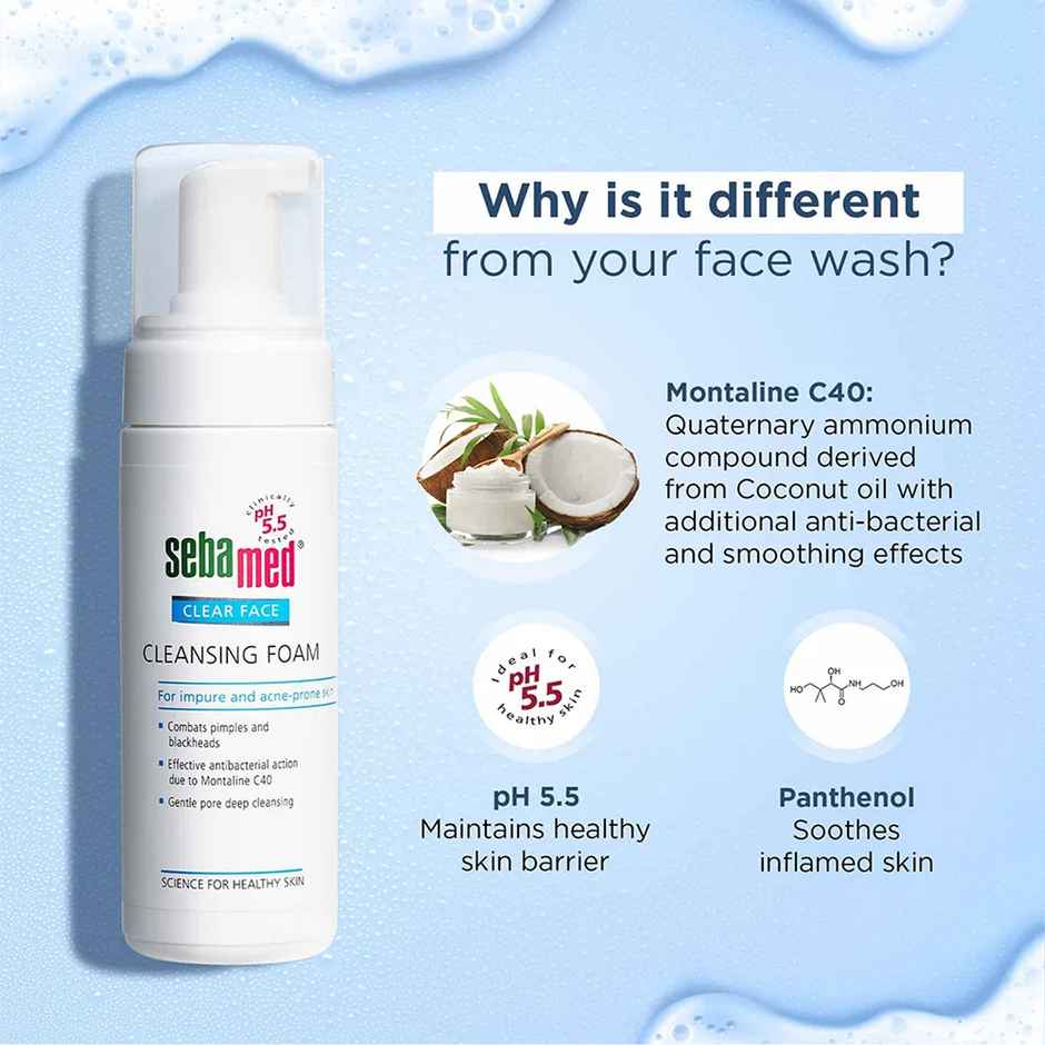Sebamed Clear Face Cleansing Foam | pH 5.5 I Combats Pimples, Blackheads