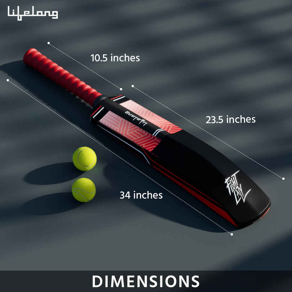 Lifelong 15+ years Plastic Cricket Bat 34 Inch | Black & Red