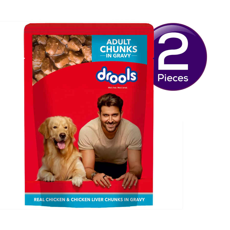 Drools Adult Wet Dog Food - Real Chicken & Liver Chunks in Gravy Combo