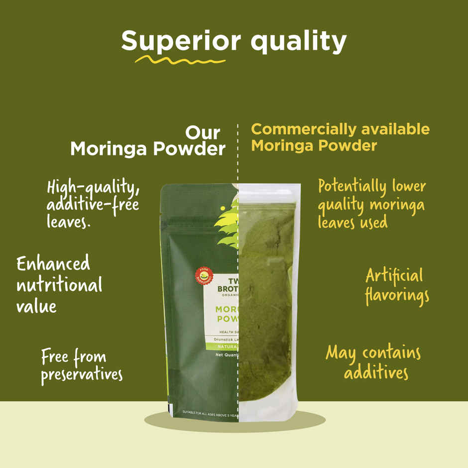 Two Brothers Moringa Powder, Chemical-Free Lab-Tested
