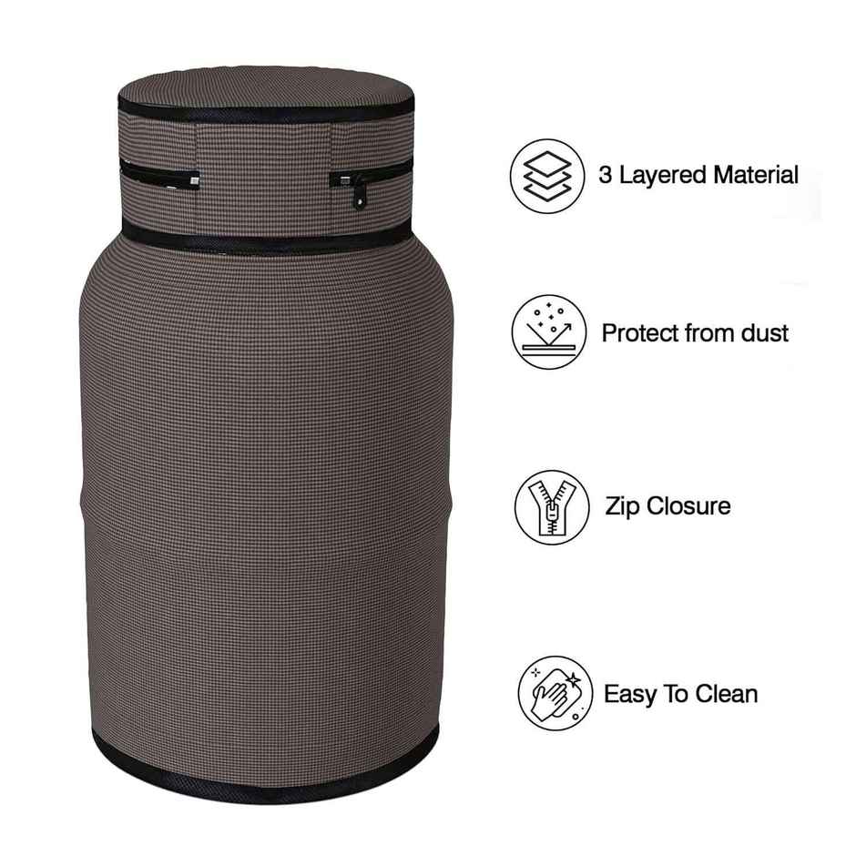 Kuber Industries Mini Check PVC LPG Cylinder Cover for Kitchen | Brown