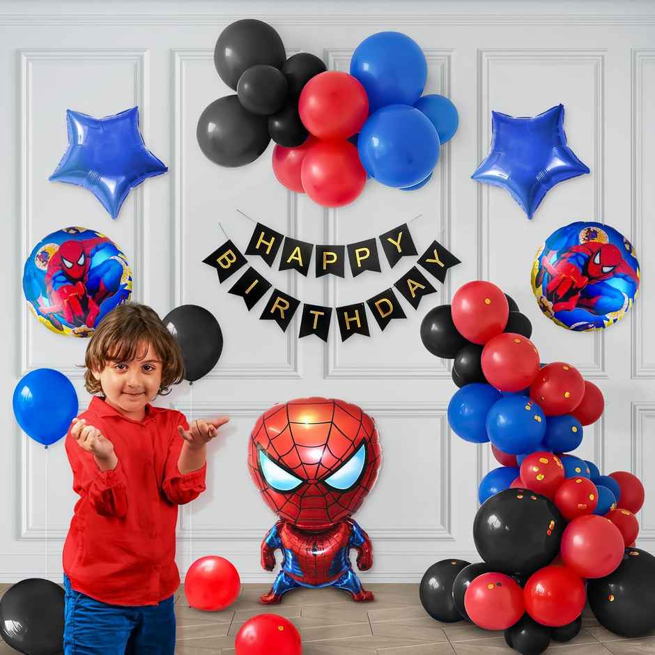 Spiderman Theme Birthday Decor With Foil Balloon Set | Special You