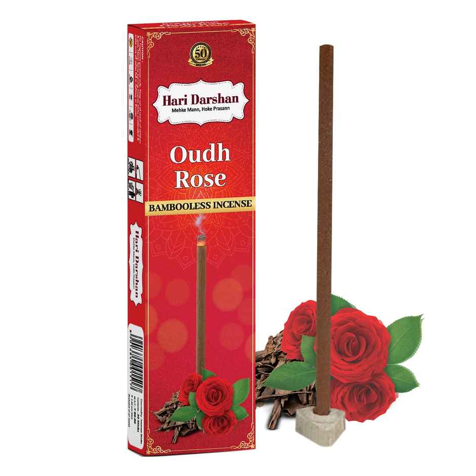 Hari Darshan Bamboo Less Incense Sticks - Oudh Rose - 30 Sticks