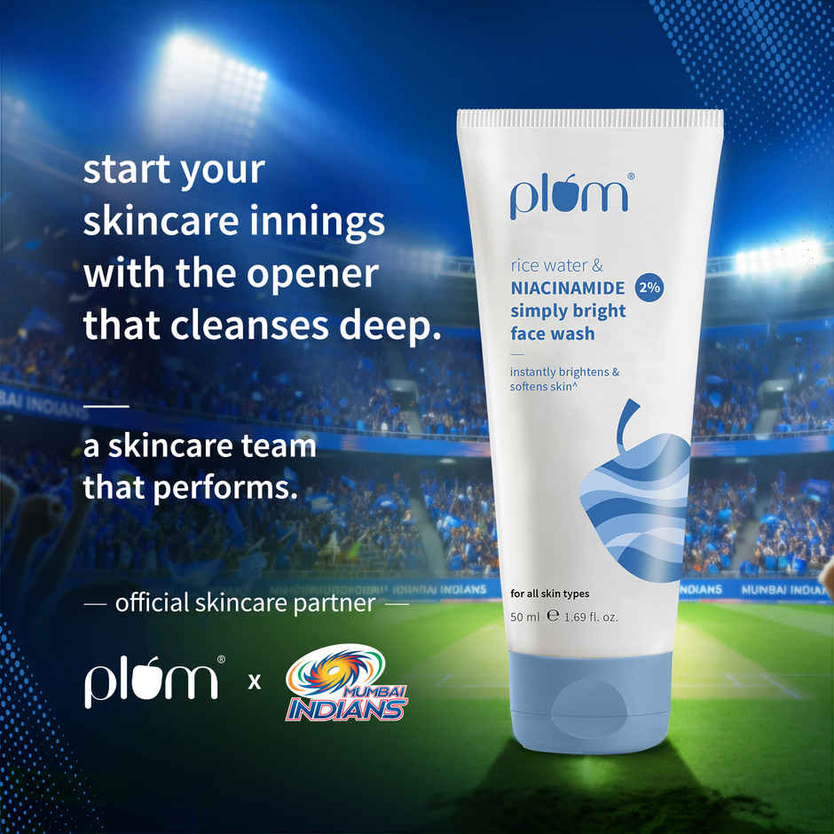 Plum Simply Bright 2% Niacinamide Face Wash With Rice Water Brightens Skin | Helps Fade Blemishes