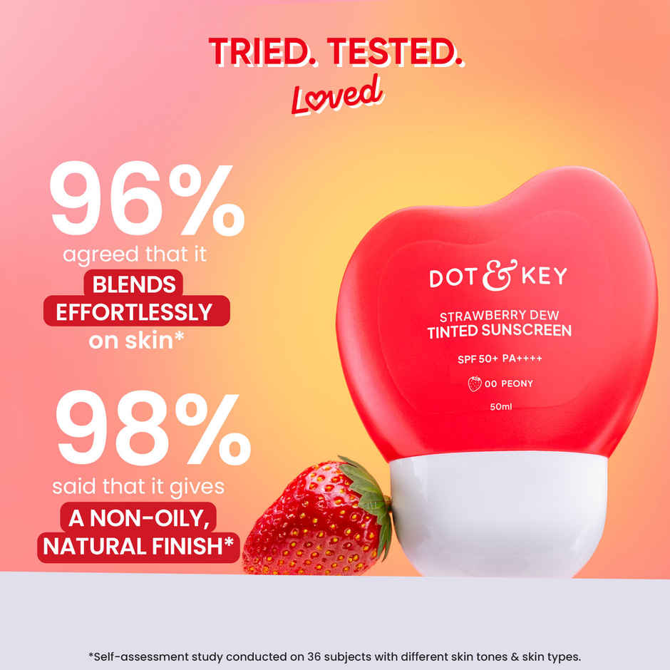 Dot & Key Strawberry Dew Tinted Sunscreen | In-Vivo Tested SPF 50+ PA++++ | 00 Peony
