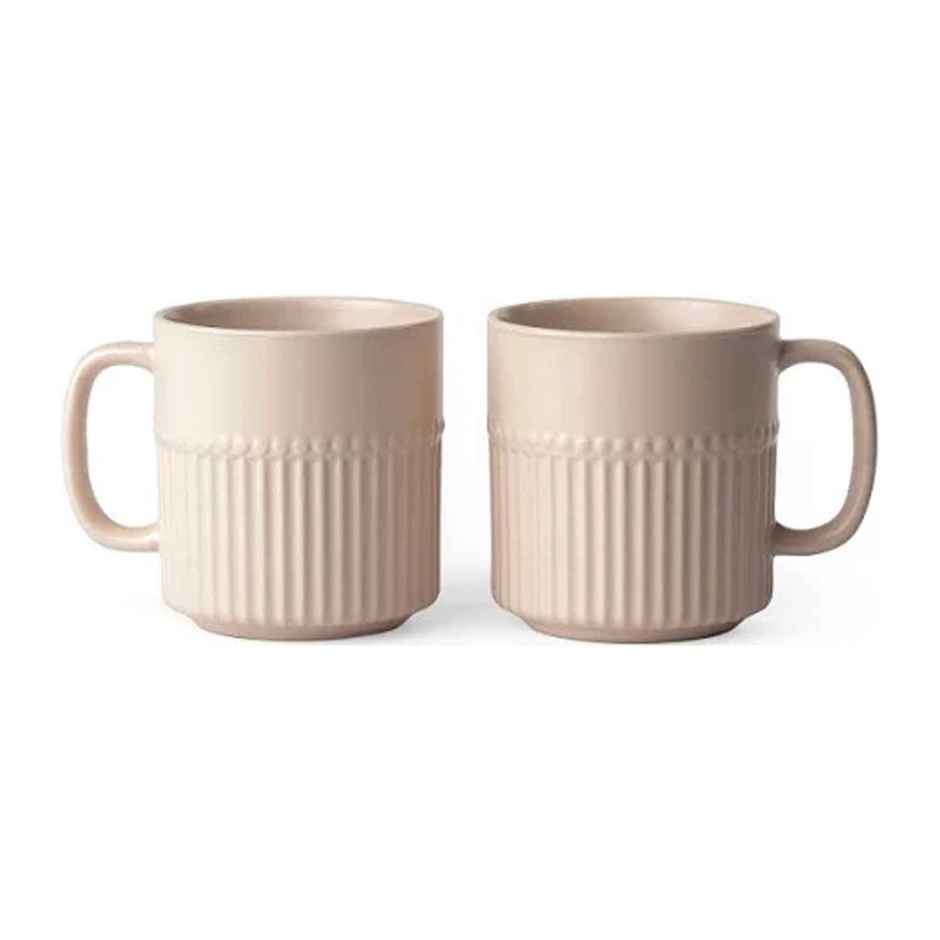 Clay Craft Fine Ceramic Crimson Ivory Coffee Mug Set Of 6 | Cups For Tea and Coffee