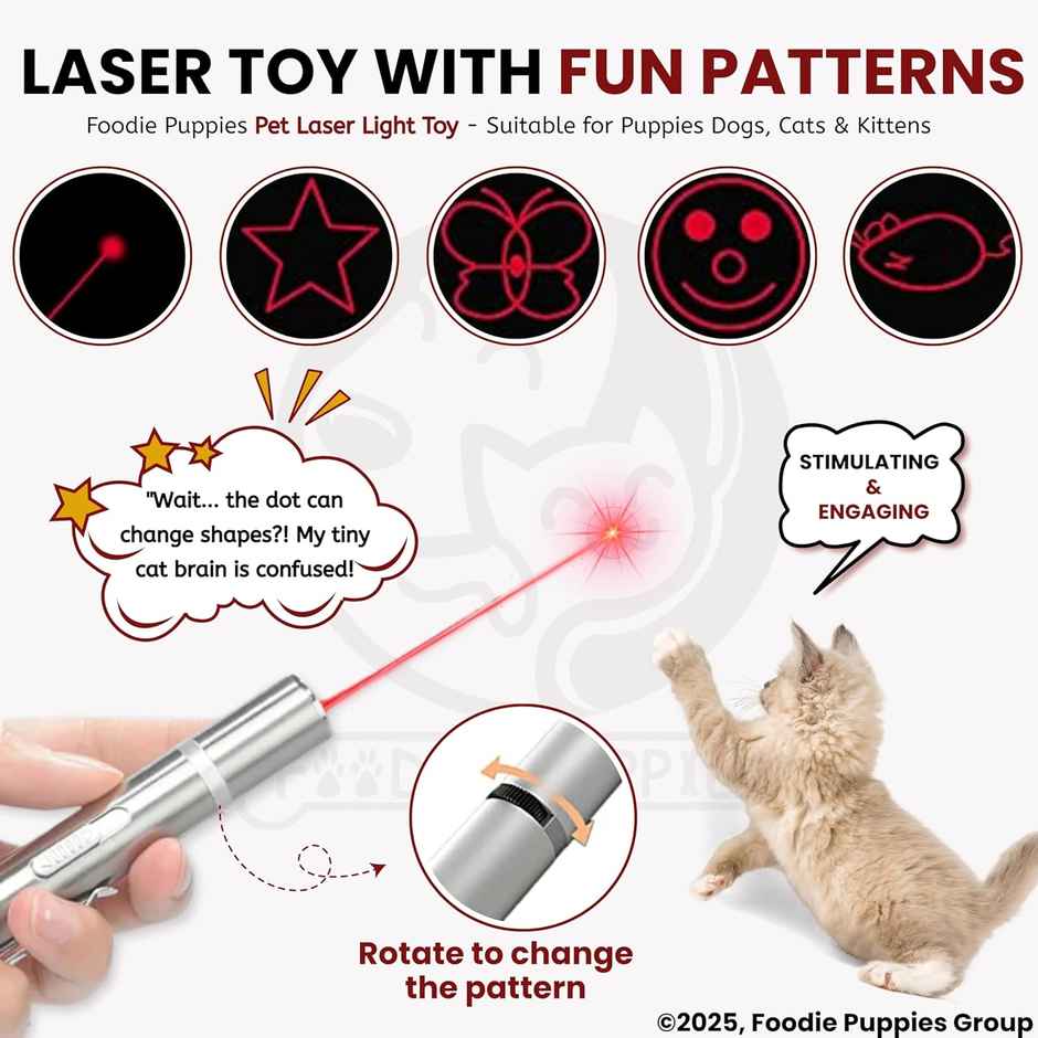 Foodie Puppies 3 in 1 USB Cat Teasing Laser Pointer Silver