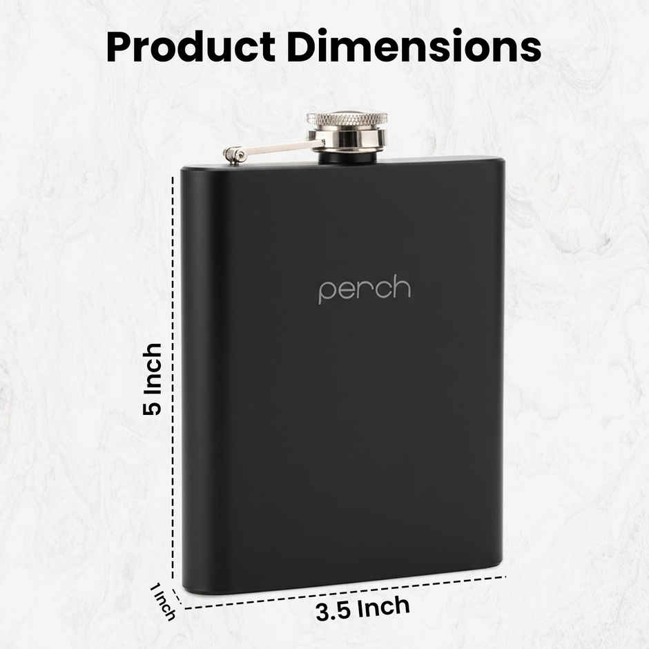 Perch Stainless Steel Hip Flask | Leak Proof Pocket Bottle | 180 ml