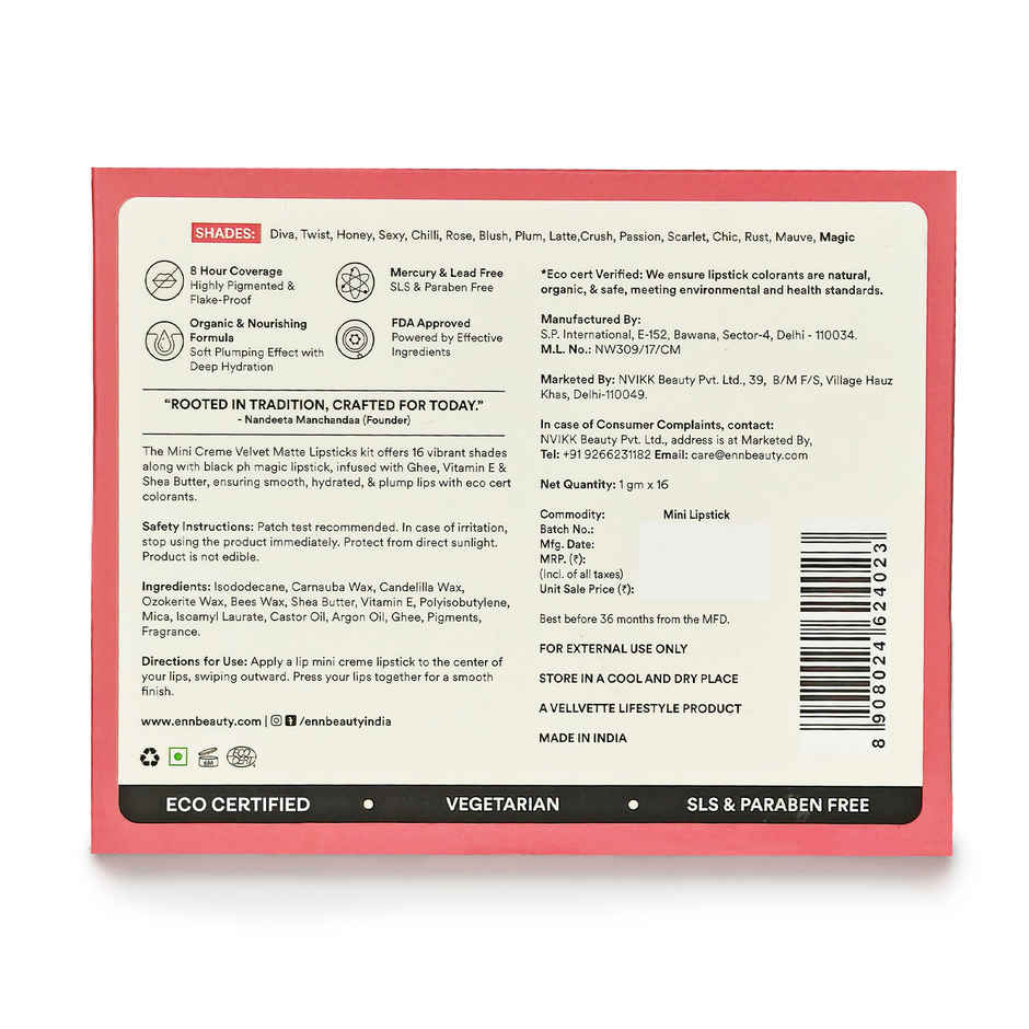 Enn Mini Lipstick Kit | pH Color Changing Lipstick | Set of 16
