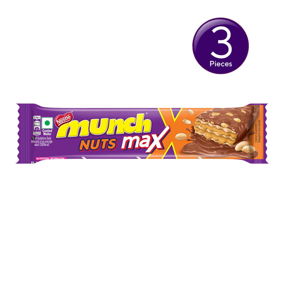 Munch Max Nuts | Double Choco Coated Wafer Bar With Crunchy Nuts Combo