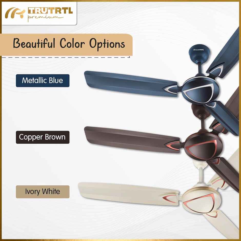 truTRTL Premium Ultra Ceiling Fan, 1200mm/48 inch, High-Speed, Energy Saving, Copper Brown