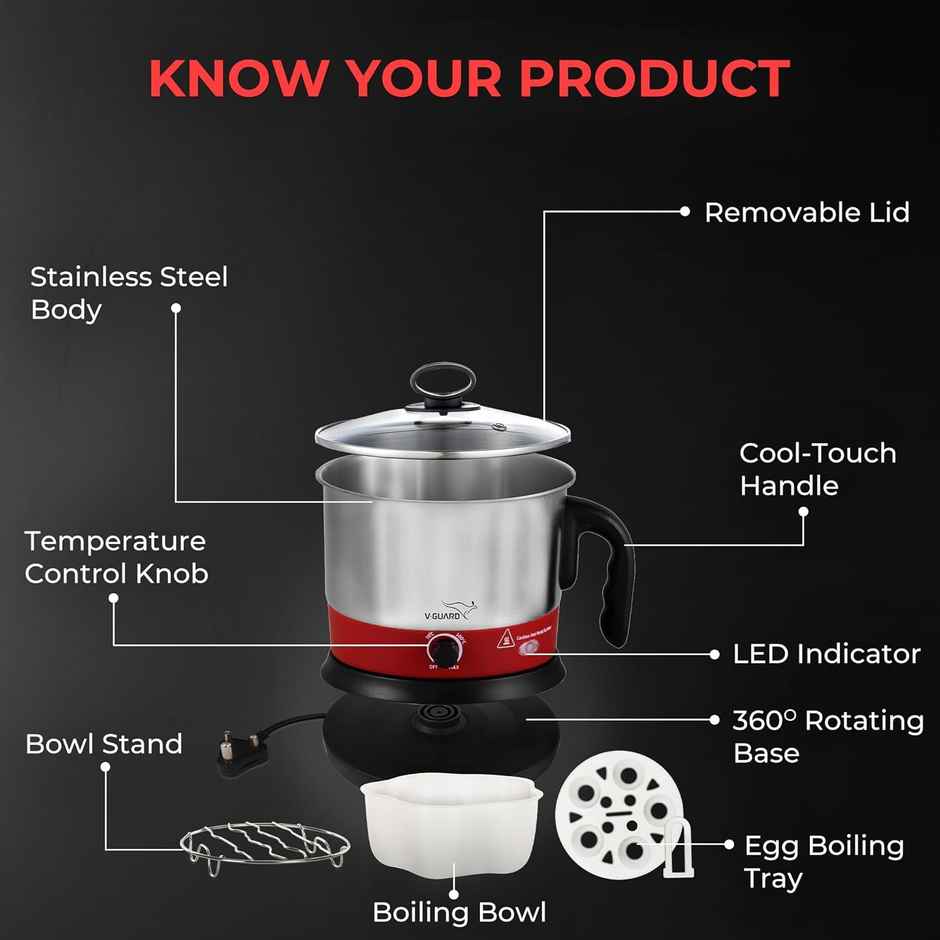 V-Guard Vkm12 Multicooker Electric Kettle 1000 Watts Cooker