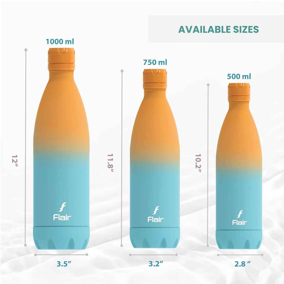 Flair Pop Insulated Steel Bottle | 1 L | Sunset Orange & Blue | Double-Walled Vacuum Flask