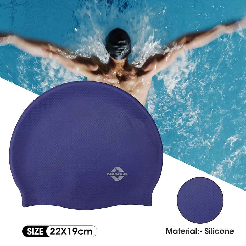 Nivia Pro Silicone Swimming Cap - Navy Blue
