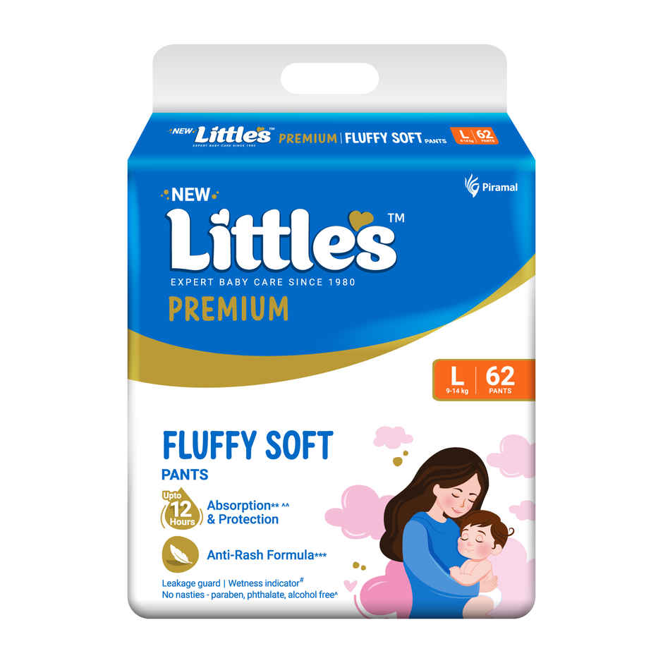Littles Expert Baby Care Comfy Baby Diapers | Pant Style | L | 62 pcs