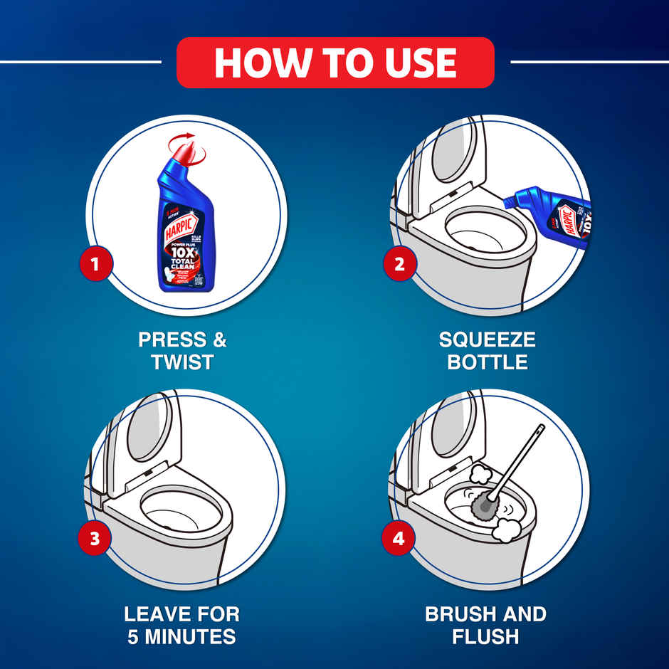 Harpic Original Toilet Cleaner Liquid (600ml) & Harpic Bathroom Ultra 10X Tough Stain Remover Petal (500ml) Combo
